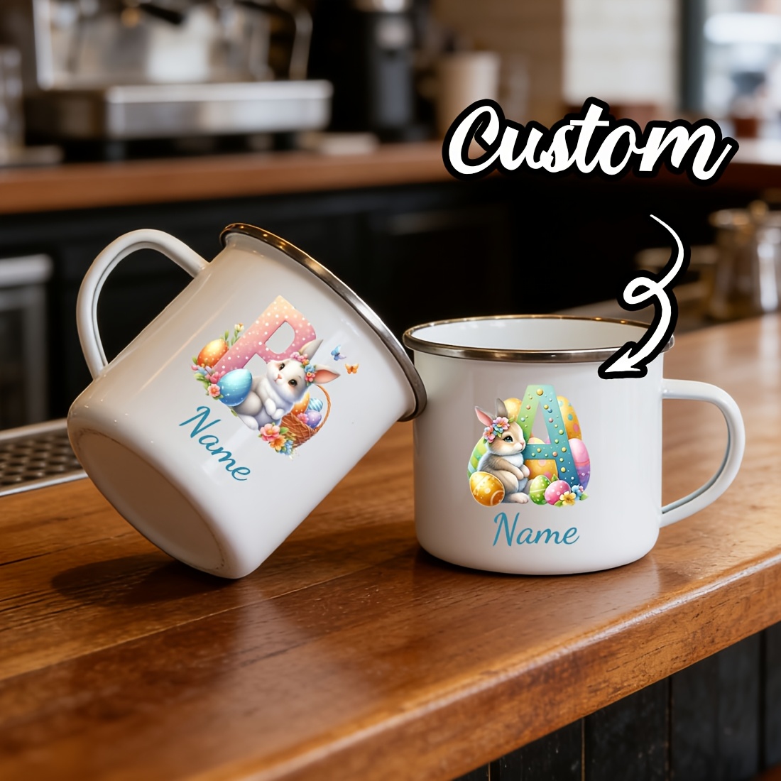Coffee Equipment Names - Gepersonaliseerde mok met bloemen, beginletter, naam,