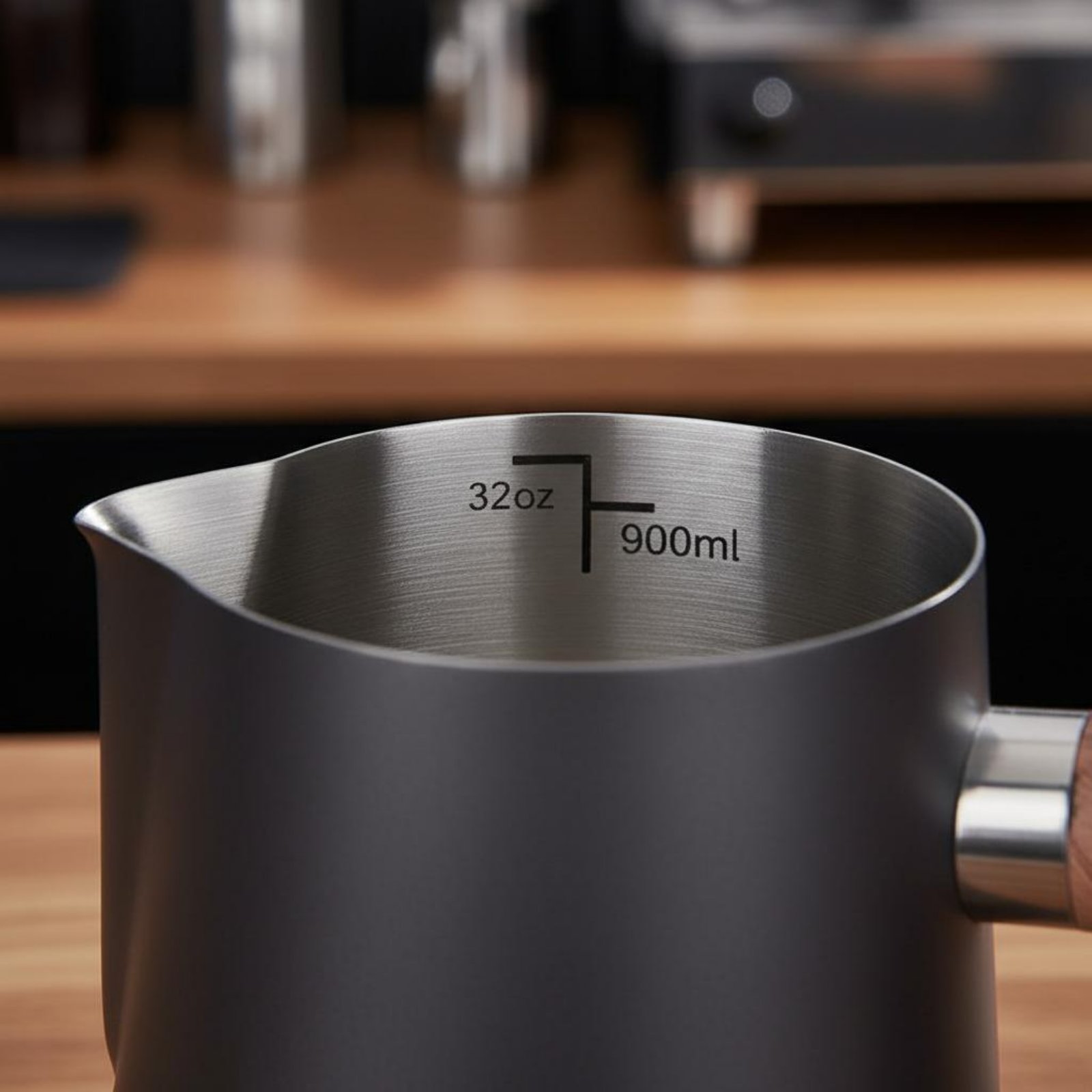Latte Art-kan met houten handv - Milk Steaming Pitcher recensie en prijs